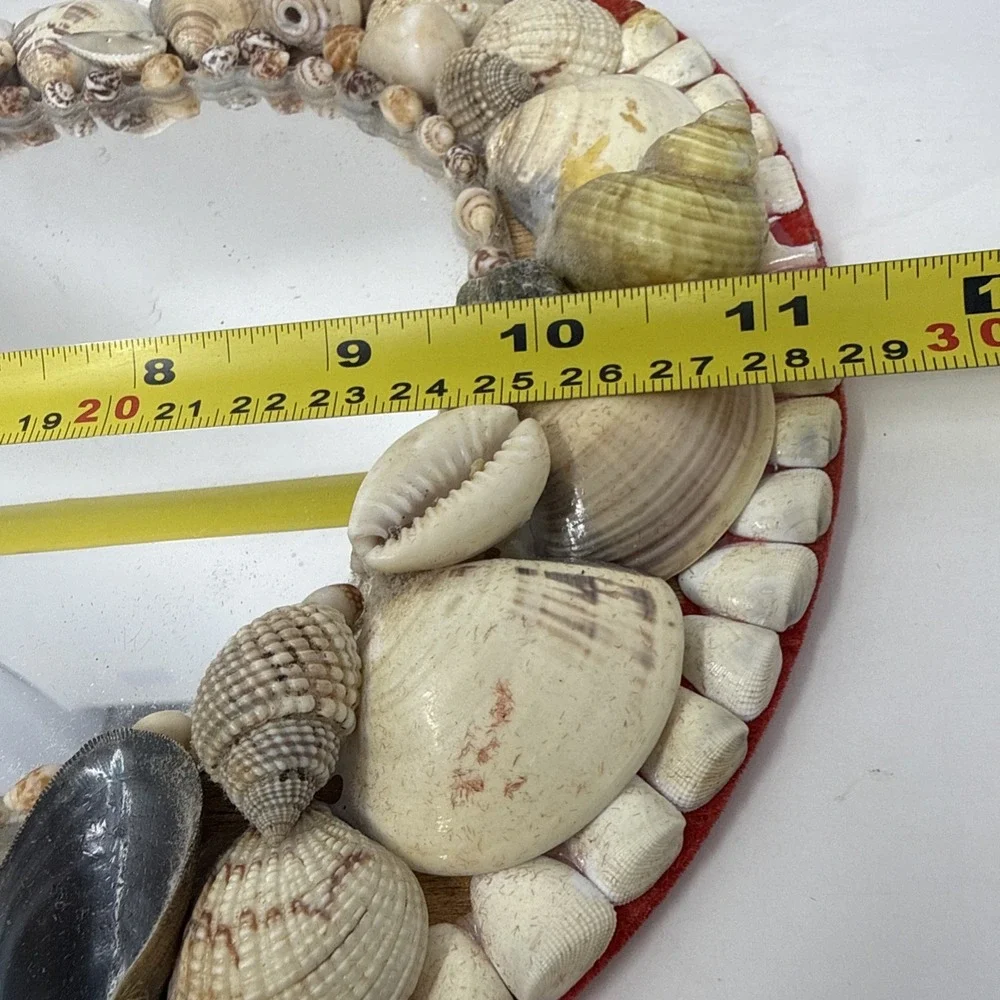 Vintage Oval Seashell Frame Wall Mirror 11.5X8.75 In Beach Damage Areas